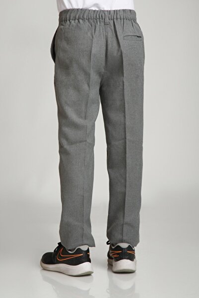 nacar çarşı Unısex Çocuk Beli Lastikli Gri Kumaş Pantolon