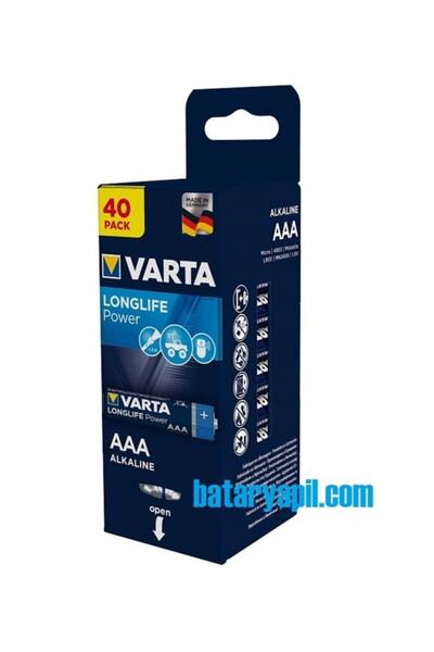 Varta Longlife Power Alkaline Batteries, AA, 40 pcs