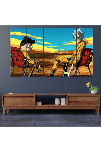 EVLOYA Rick And Morty - 5 Parçalı Tablo