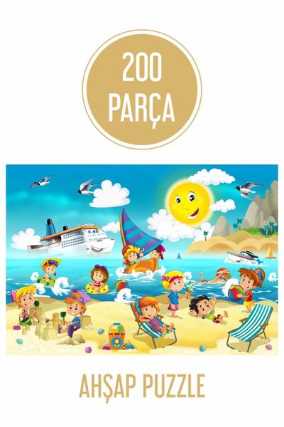 Baskı Atölyesi 200 Parça Ahşap Puzzle Yaz, Tatil, Deniz, Eğlence