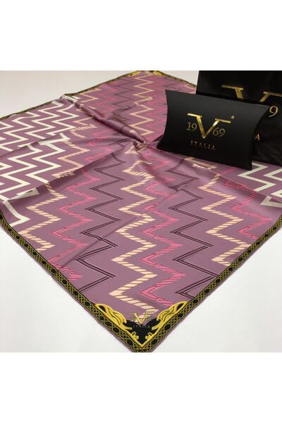 19V69 ITALIA Gül Kurusu Krem Zigzag Desen Black Seri Twill Eşarp Eşarp Askısı...