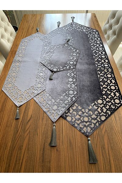 NURHAN HOME COLLECTION Seljuk Model Smoke Color Living Room Set 4 Pieces