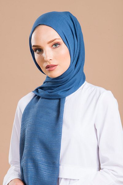 19V69 ITALIA Şal din bumbac de culoare solidă, albastru petrol, cu cuier pentru eşarfe şi set cadou 75x200 cm