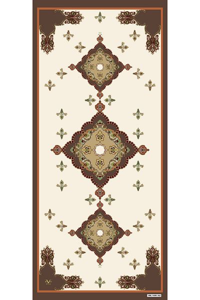 19V69 ITALIA Coffee Cream Ethnic Pattern Pavia Series Shawl with Scarf Hanger and Gift Set 90x200 Cm