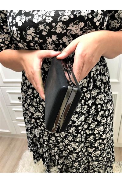 womenacs Rochie de seară din țesătură neagră pentru femei, geantă portofoliu, geantă de mână și geantă lungă