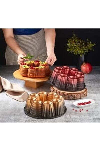 OMS - 3280 - Muffın Cupcake Siyah-gold 26 Cm Kek Kalıbı