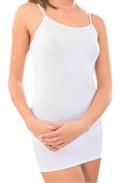 Belinay Tricou lung pentru femei, alb, din bumbac modal cu bretele