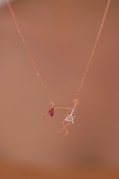 Bilsen Store Anneler Gününe Özel Hediyelik 925 Ayar Gümüş Zincirli Rose Kapla...