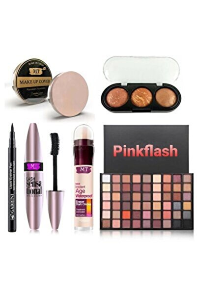 pinkflash 54'lü Far Paleti + Agerewind Kapatıcı + Sensational Rimel + Pen Eyeliner + 3'lü Allık + Mt Fondöten