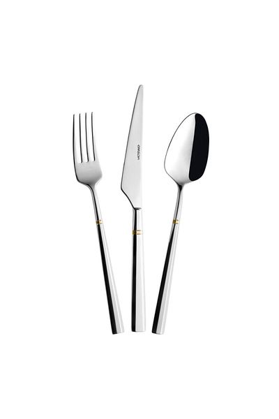 Emsan Prime Penta Gold 84 12 Person Piece Fork Spoon Knife Set Luxury Boxed