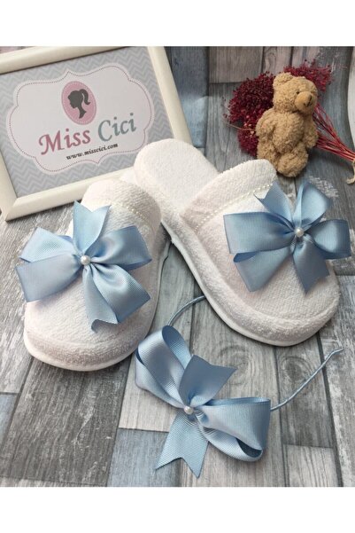 Azebu طقم تاج الأمومة ذو القوس الكبير ونعال الأمومة باللون الأزرق