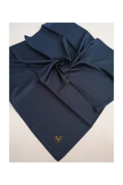19V69 ITALIA Lacivert Twill Eşarp Düz Renk Black Seri Eşarp Askısı Ve Hediyel...