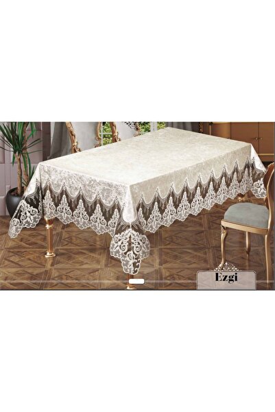 Haspen Ezgi Kadife Kumaş Fransız Güpürlü Lüks Masa Örtüsü