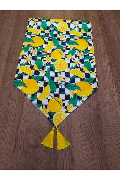 dehaberk Checkered Lemon Pattern Digital Printed Runner