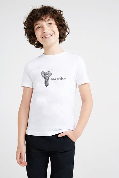 QIVI Tricou alb pentru copii unisex