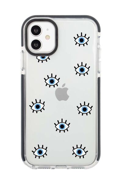 shoptocase Iphone 12 Kenar Korumalı Anti Shock Mavi Nazar Gözler Desenli Tele...