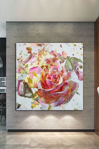 Morfil Sanat Atölyesi Pictură decorativă pe pânză cu flori de trandafir (9 dimensiuni diferite)