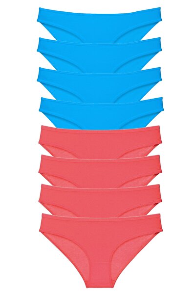 Royaleks 8 Pieces Super Eco Set Lycra Women's Slip Panties Fuchsia and Blue (With Earphones as a Gift)