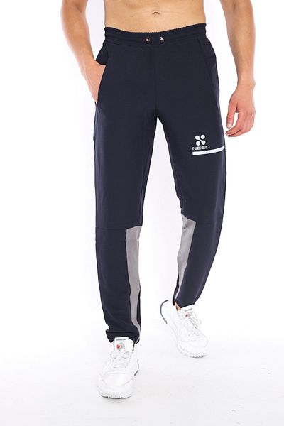 Need Men's Navy Blue Pocket Corded Slim Fit Straight Leg Sweatpants