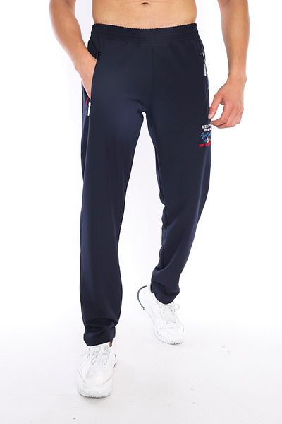 Need Men's Navy Blue Pocket Zippered Embroidery Detailed Straight Leg Sweatpants