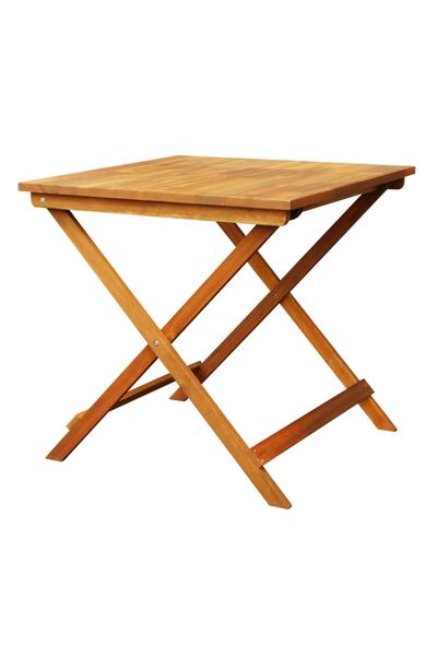 INTERBUILD REAL WOOD Ahşap Masa Katlanır Iç Mekan/dış Mekan Masası,75x75x73(y...