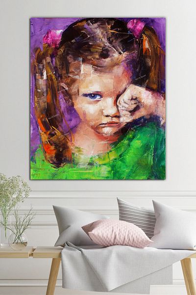 Morfil Sanat Atölyesi Pictură decorativă pe pânză Fată care plânge (8 dimensiuni diferite)