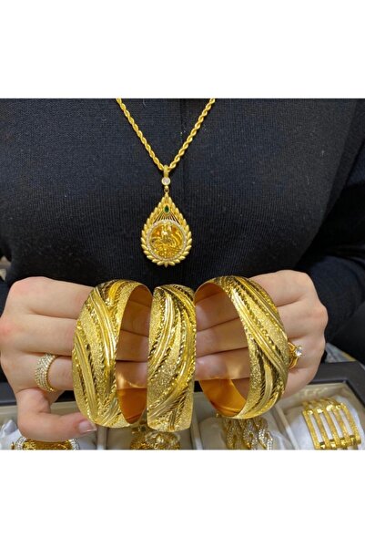 barisiva gold Altın Kaplama Kadın Eninde Bilezik Modeli Adet Fiyatıdır 22 Ayar 2 Cm