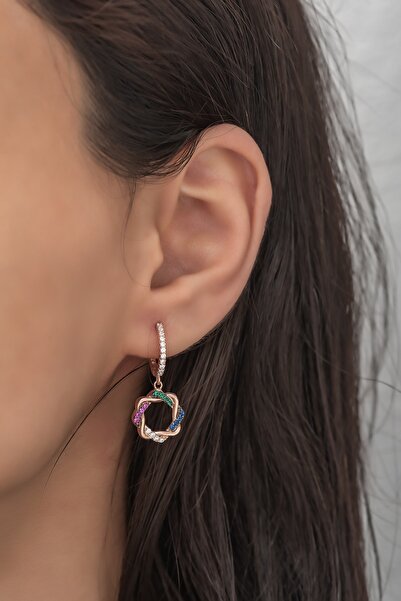 Nereze 925 Ayar Gümüş Mix Taşlı Sarmal Tasarım Küpe