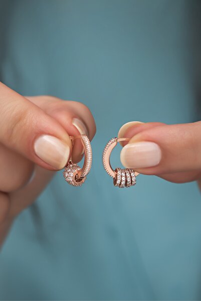 Nereze 925 Ayar Gümüş Zirkon Taşlı Halka Küpe