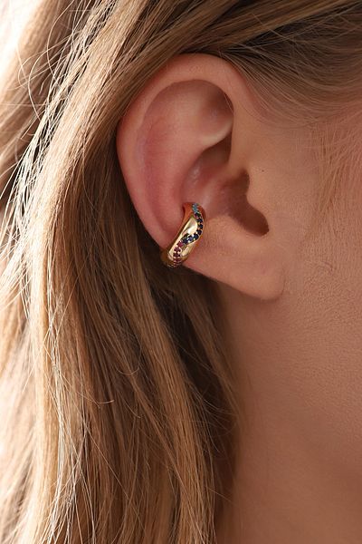 Bilsen Store Women's Colorful Zircon Stone Rose Plated Ring Cartilage Earrings