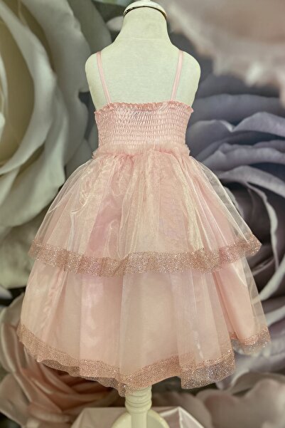 Dide Kids Dide Kız Çocuk Simli Pembe Abiye Elbise