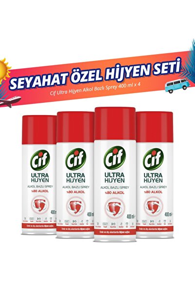 Cif Ultra Hijyen Alkol Bazlı Sprey 400 ml X4