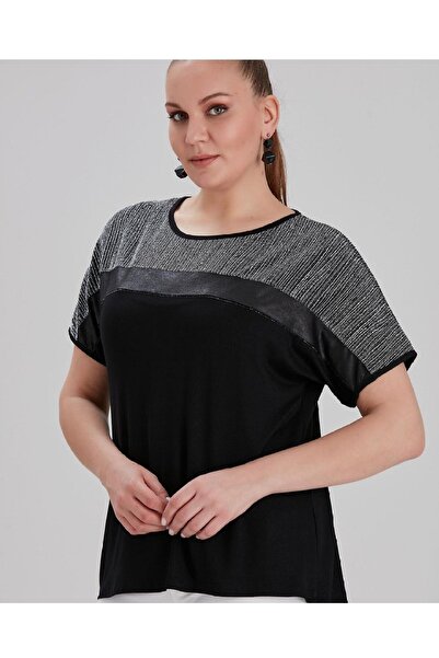 wear on بلوزة نسائية لامعة باللون الأسود