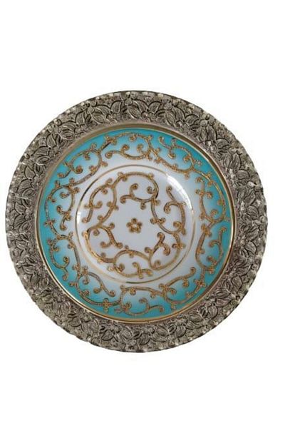 Kütahya Porselen Handmade 17 Cm Wall Plate Turquoise Decor No 3678