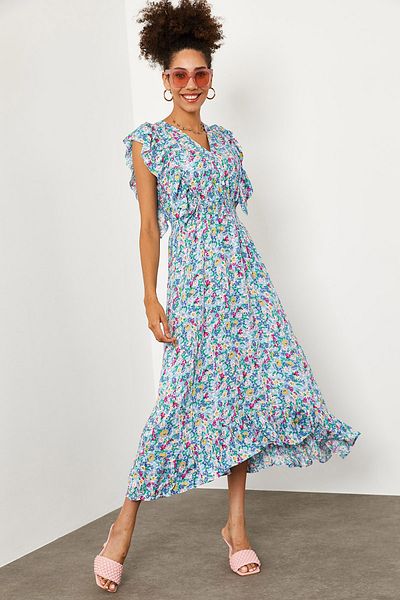 XHAN Kleid - Blau - A-Linie