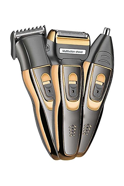 ROZIA Profesyonel 3 Başlıklı Saç Sakal Kesme Ense Burun Traş Makinesi