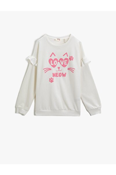 Koton Ecrufarbene Sweatshirts für Mädchen