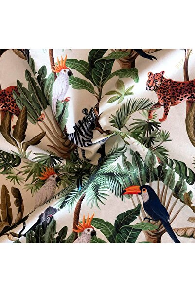 SUZANİ Tropikal Orman Desenli Dijital Baskılı Kumaş Kms-0902