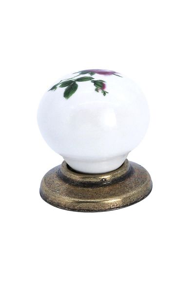 Porcellana Perla Porcelain Handle Cabinet Drawer Furniture Handle Ruby Button-Antique-Yellow-White-Stk0168