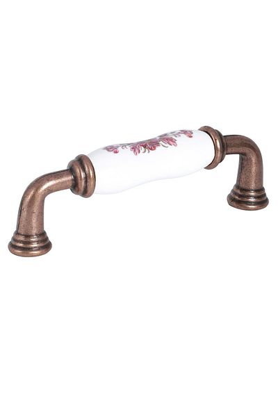 Porcellana Perla Porcelain Handle-cabinet-drawer-furniture-kitchen-handle-sapphire 96mm(9.6CM)copper-white-stk215