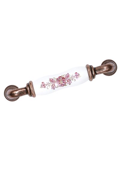 Porcellana Perla Porcelain Handle-cabinet-drawer-furniture-kitchen-handle-sapphire 96mm(9.6CM)copper-white-stk215