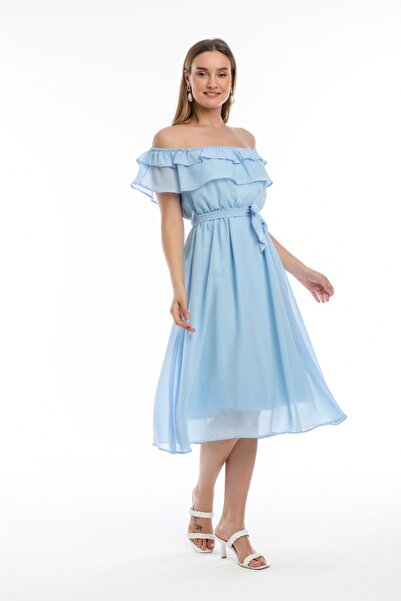 Apple Cix Madonna Yaka Şifon Elbise