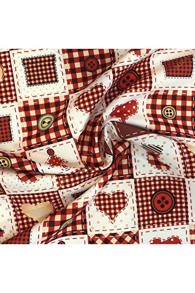 SUZANİ Patchwork Düğme Desenli Dijital Baskılı Kumaş Kms-0926