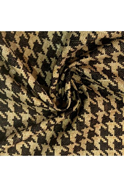 SUZANİ Çuval Zemin Kahve Küçük Kazayağı Desenli Dijital Baskılı Kumaş Kms-0971