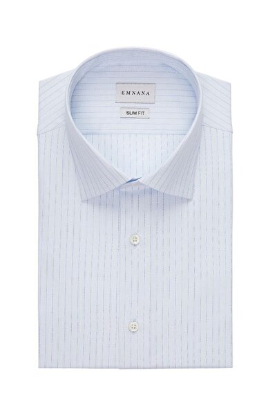 EMNANA Açık Mavi Çizgili Slim Fit Gömlek