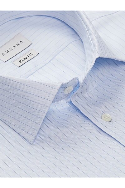 EMNANA Açık Mavi Çizgili Slim Fit Gömlek
