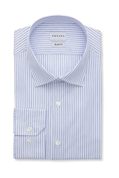 Mavi Çizgili Slim Fit Gömlek