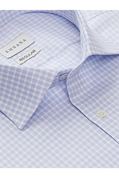 EMNANA Açık Mavi Kareli Regular Fit Gömlek