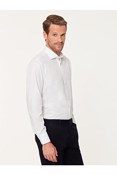 EMNANA Beyaz Premium Twill Regular Fit Gömlek