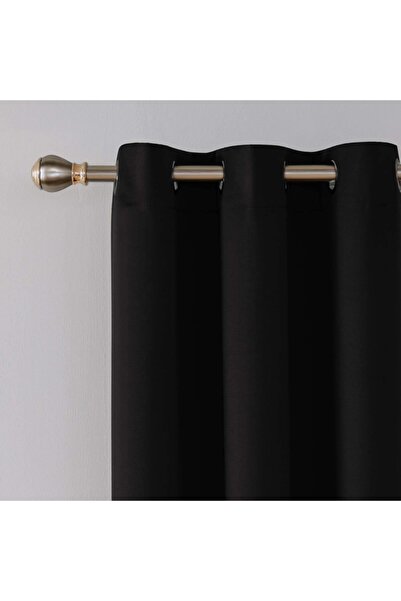 Devor Perde Rustic Background Curtain - Rustic Curtain - Black